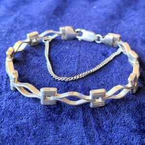 Vintage 925 Sterling Silver Brutalist Industrial Link Bracelet